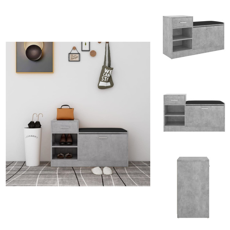 vidaXL Ławka na buty betonowa szara 94,5x31x57 cm materiał drewnopochodny - Stojaki i szafki na buty
