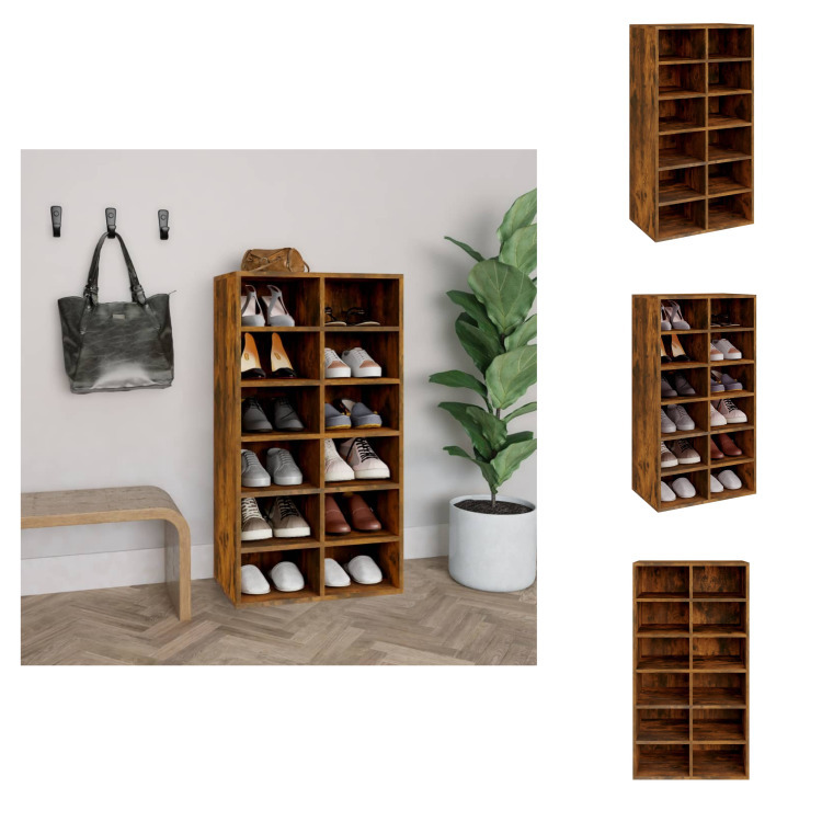 vidaXL Stojak na buty dąb wędzony 54x34x100,5 cm materiał drewnopochodny - Stojaki i szafki na buty