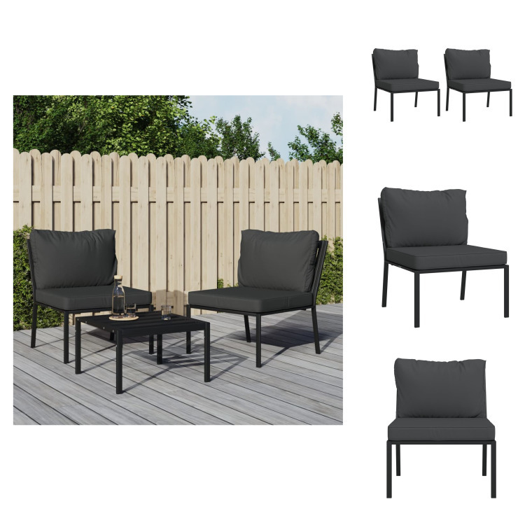 vidaXL Krzesła ogrodowe z szarymi poduszkami 2 szt. 60x74x79 cm stal - Elementy sofy ogrodowej