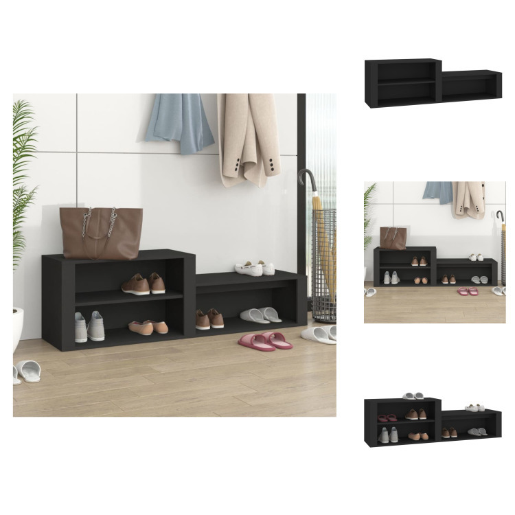 vidaXL Szafka na buty czarna 150x35x45 cm materiał drewnopochodny - Stojaki i szafki na buty