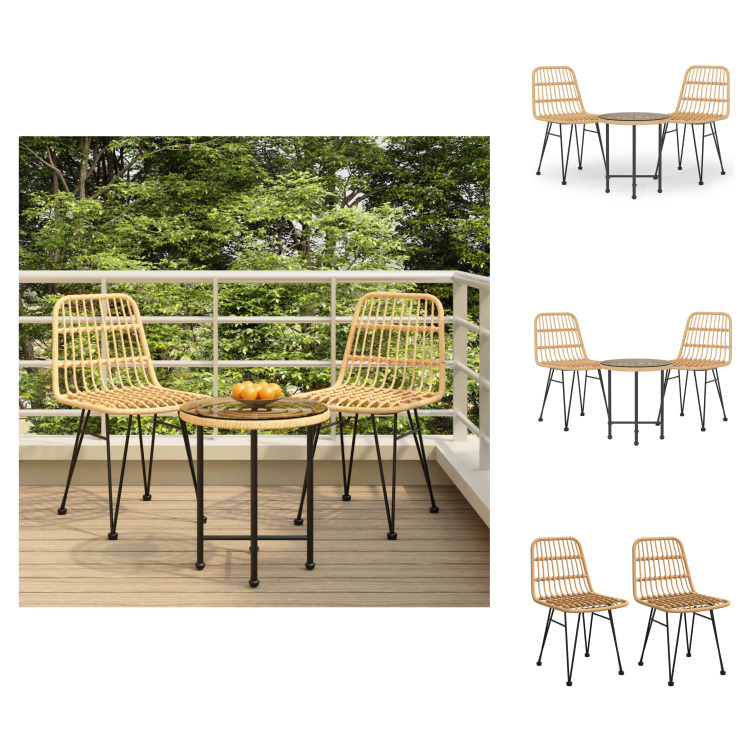 vidaXL 3-częściowy ogrodowy zestaw jadalniany z rattanu - Zestawy mebli ogrodowych