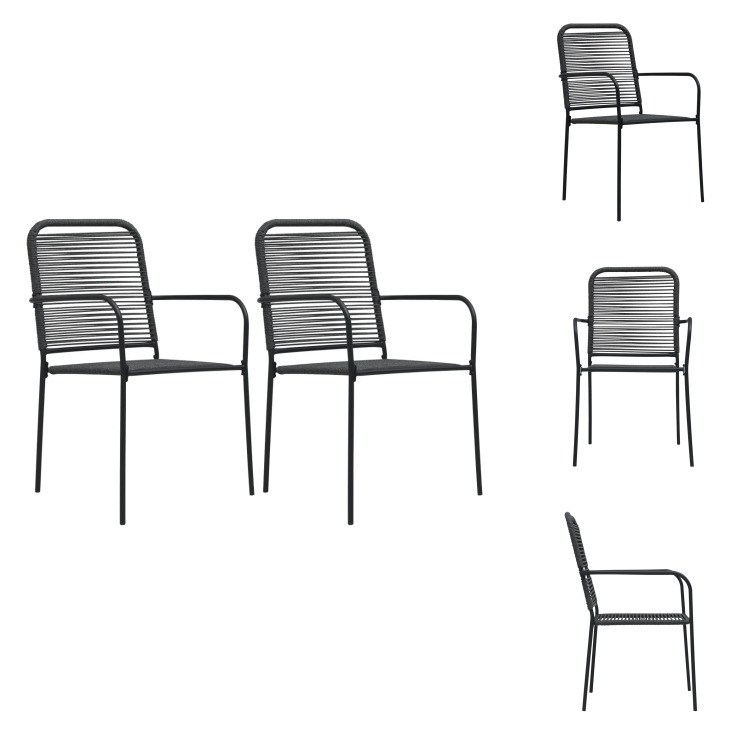 vidaXL Krzesła ogrodowe 2 szt. Lina bawełniana i stal czarna - Krzesła ogrodowe