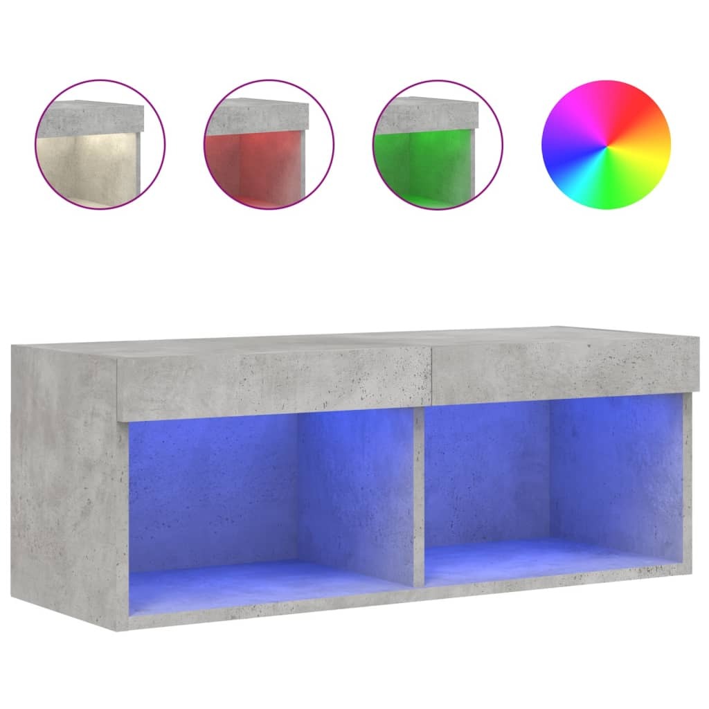 vidaXL Szafka pod telewizor z oświetleniem LED betonowa szara 80x30x30 cm