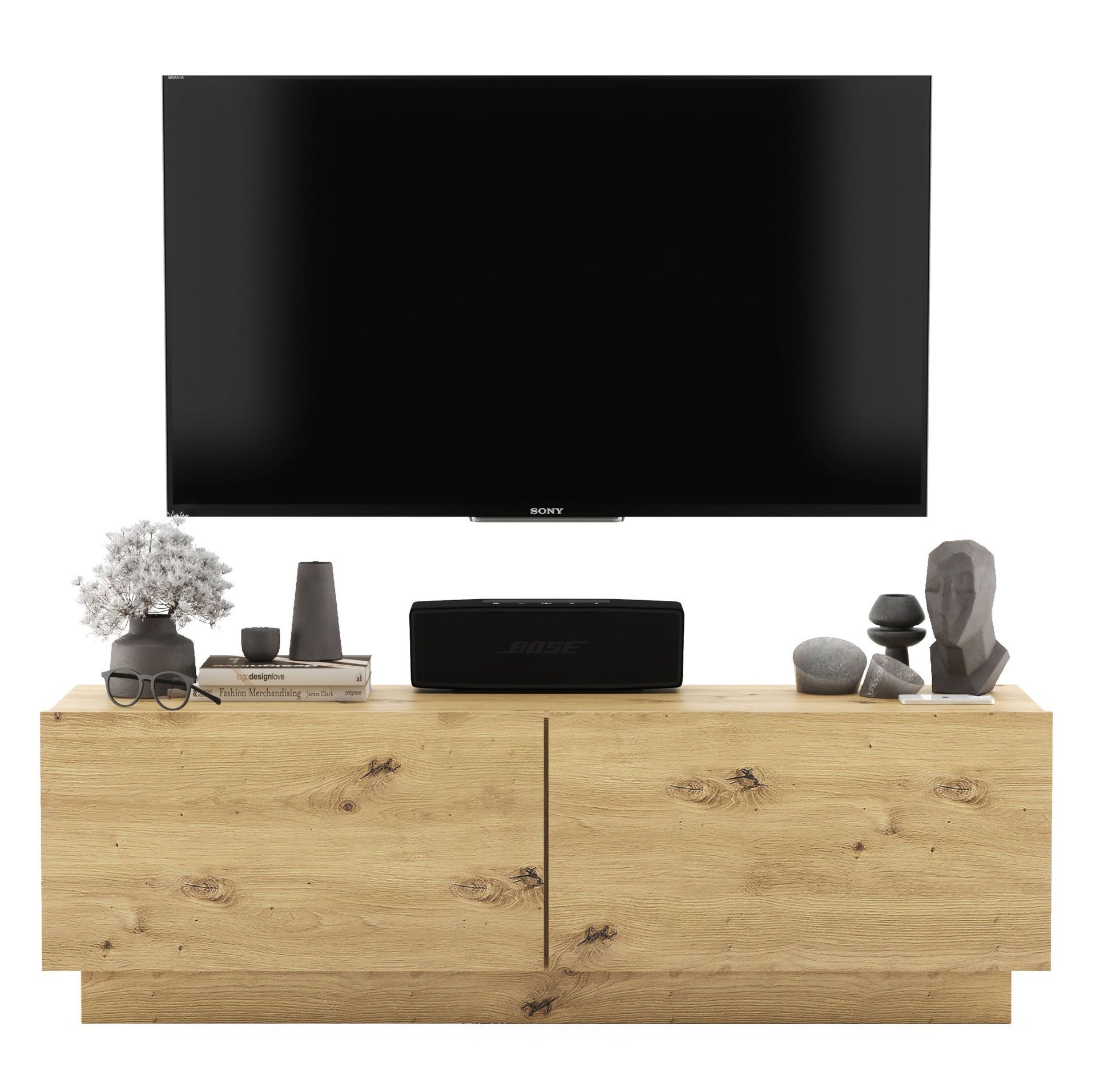 Uniwersalna Szafka RTV Loft Mała Komoda RTV Loft Industrialna Dąb Artisan MAT 120 cm
