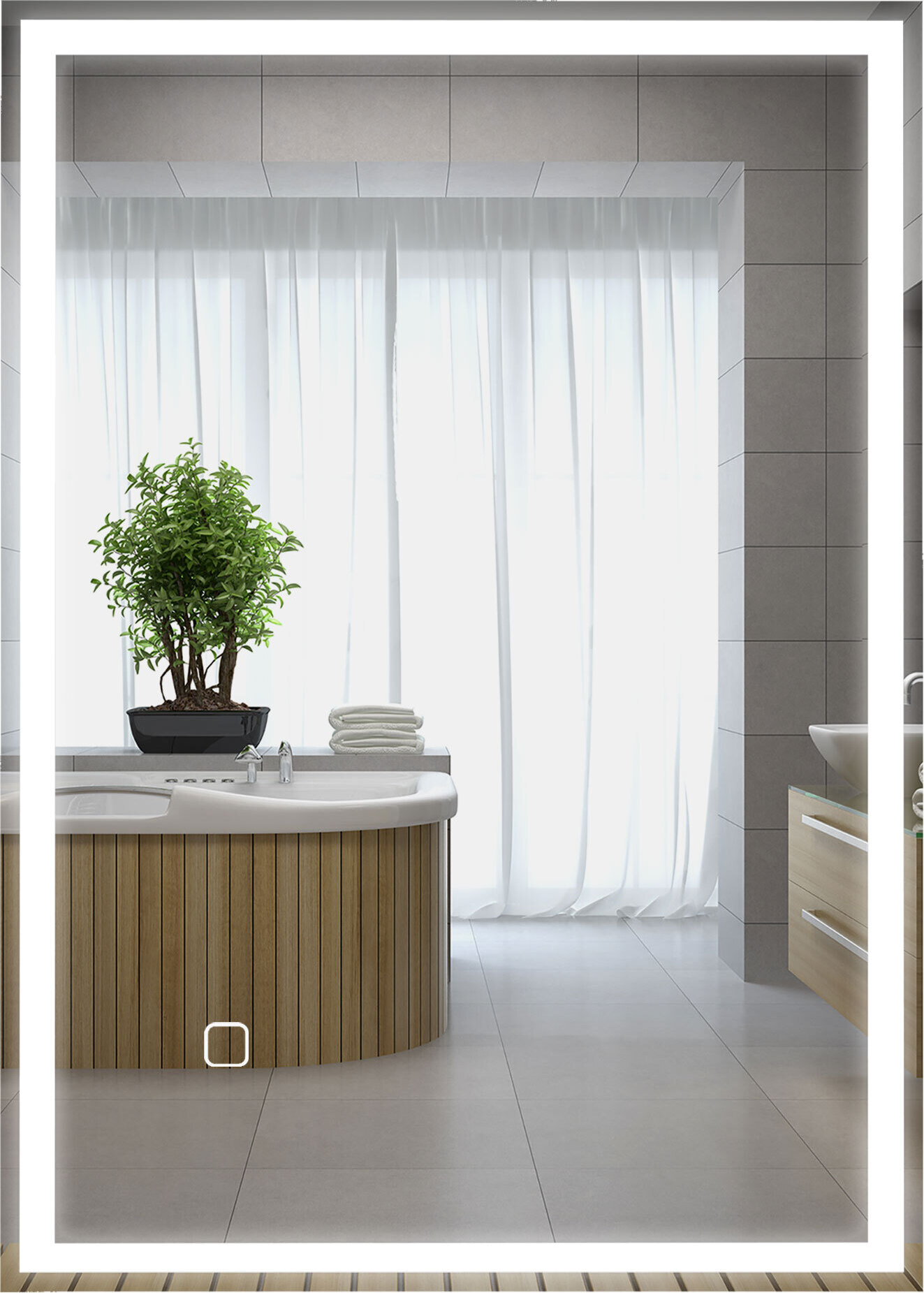 HOMCOM Lustro łazienkowe, lustro łazienkowe z oświetleniem LED, lustro ścienne 80 x 60 cm, lustro przeciwmgielne z przełącznikiem dotykowym, IP44