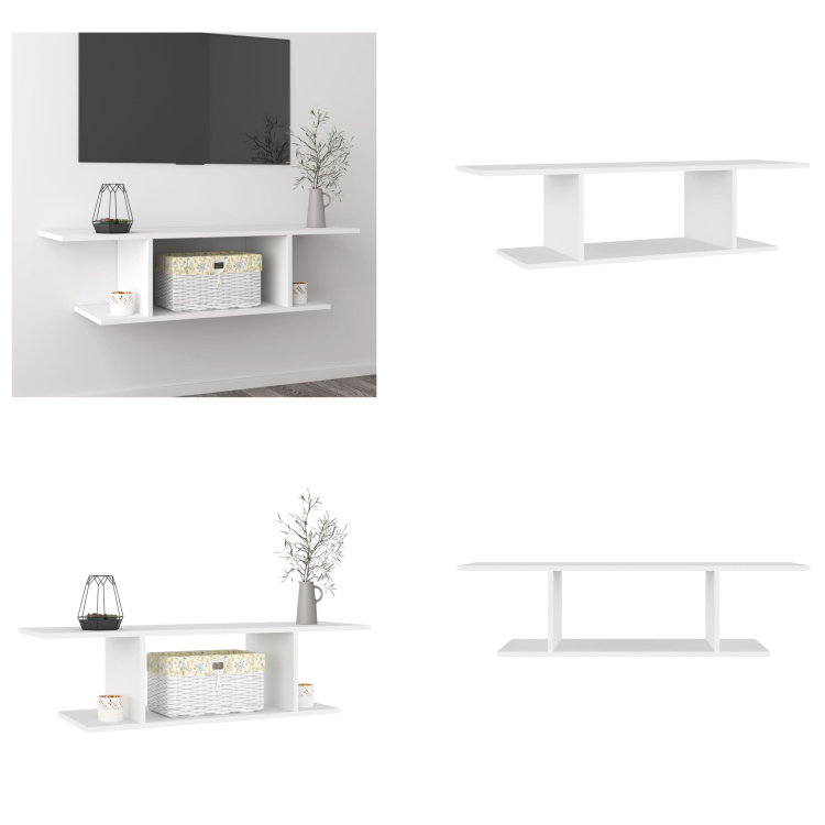 vidaXL Szafka wisząca pod TV biała 103x30x26,5 cm - Szafka pod TV - Szafki pod TV - Wisząca szafka pod TV - Wiszące szafki pod TV
