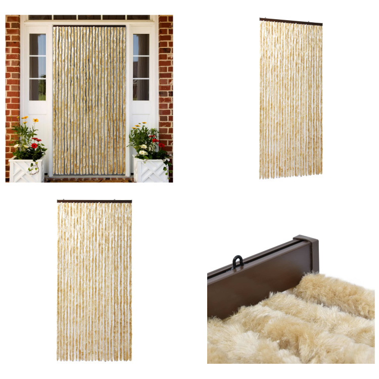 vidaXL Zasłona przeciw owadom beżowa 100x220 cm szenilowa - Zasłona przeciw owadom - Zasłony przeciw owadom - Zasłony przeciw owadom - Zasłony przeciw owadom