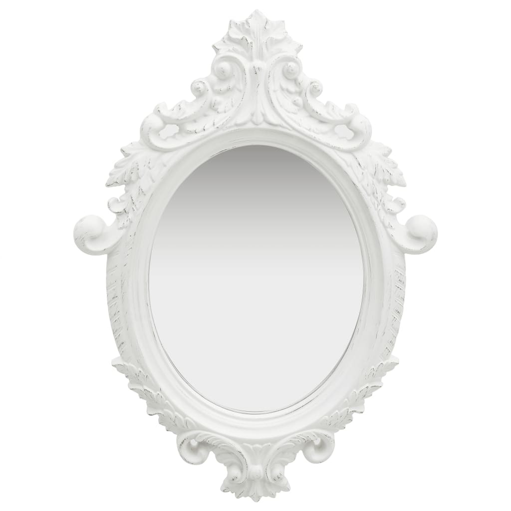 vidaXL Lustro ścienne w stylu zamkowym 56x76 cm białe - Lustro ścienne - Lustro ścienne - Lustro owalne - Lustro owalne