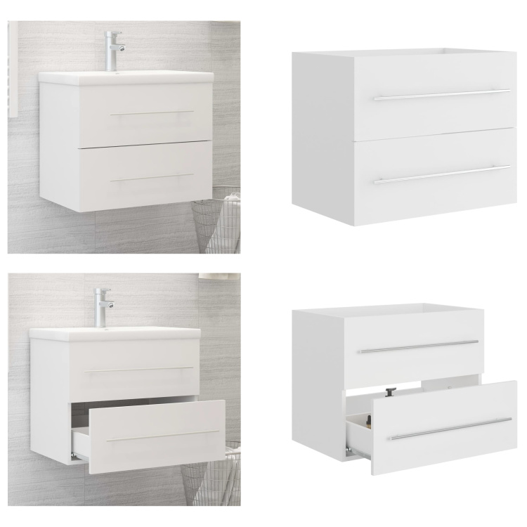 vidaXL Szafka podumywalkowa biała 60x38,5x48 cm z drewna - Szafka łazienkowa - Szafki łazienkowe - Szafka - Szafki
