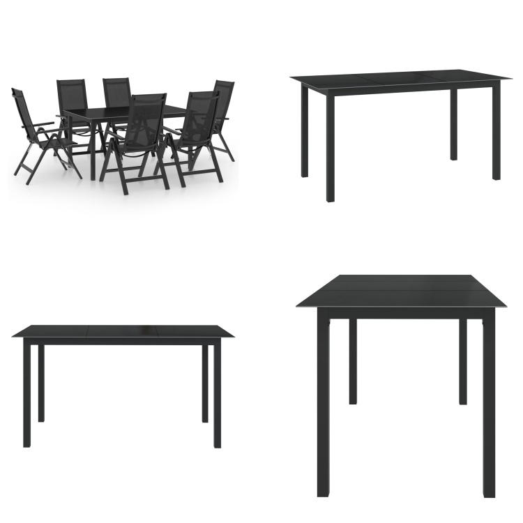 vidaXL 7-częściowy ogrodowy zestaw jadalny aluminium antracyt - ogrodowy zestaw jadalny - ogrodowe zestawy jadalne - zestawy ogrodowe - zestawy ogrodowe