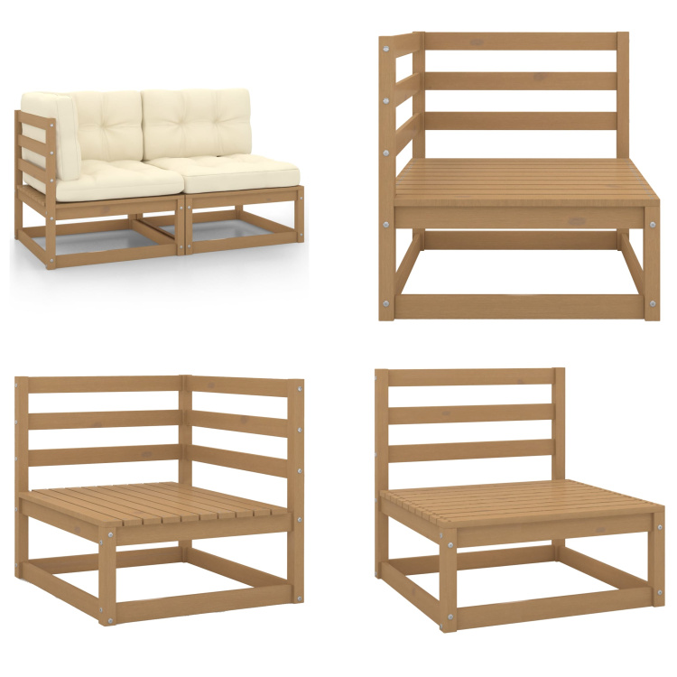 vidaXL 2-częściowy ogrodowy zestaw wypoczynkowy z poduszkami miodowy brąz lite drewno sosnowe - ogrodowy zestaw wypoczynkowy - ogrodowe zestawy wypoczynkowe - zestaw wypoczynkowy - zestawy wypoczynkowe