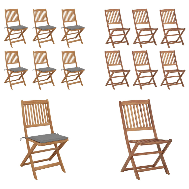 vidaXL Składane krzesła ogrodowe 6 szt. z poduszką z litego drewna akacjowego - Krzesło ogrodowe - Krzesła ogrodowe - Krzesło składane - Krzesła składane