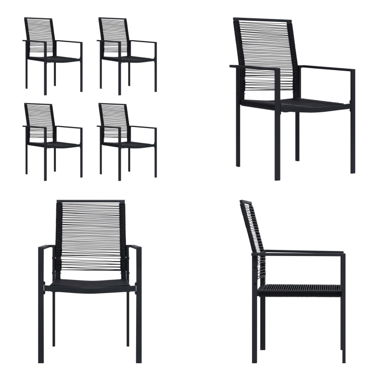 vidaXL Krzesła ogrodowe 4 szt. PVC Rattan Czarny - Krzesło ogrodowe - Krzesła ogrodowe - Krzesła zewnętrzne - Krzesła zewnętrzne
