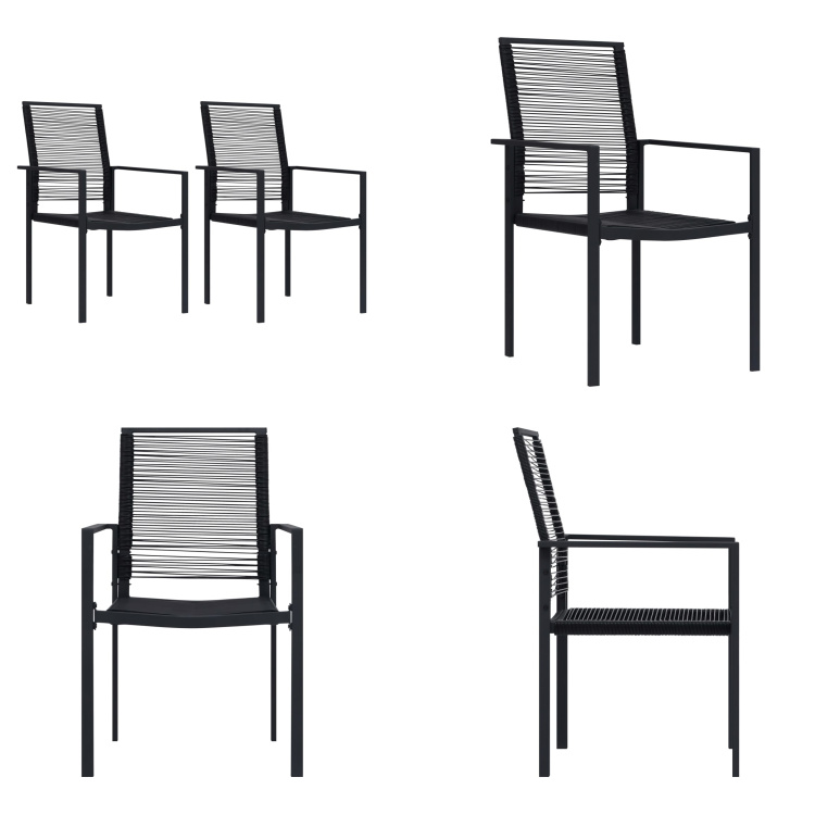 vidaXL Krzesła ogrodowe 2 szt. PVC Rattan Black - Krzesło ogrodowe - Krzesła ogrodowe - Krzesła zewnętrzne - Krzesła zewnętrzne