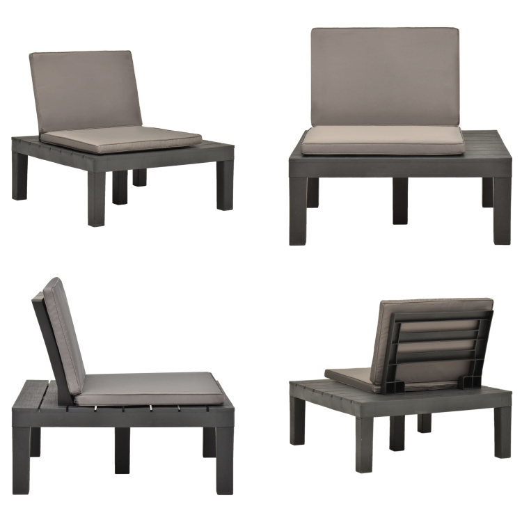 vidaXL Leżak ogrodowy z poduszką na siedzisko plastikowy antracyt - leżak ogrodowy - leżaki ogrodowe - krzesło ogrodowe - krzesła ogrodowe