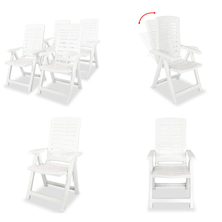 vidaXL Krzesła ogrodowe 4 szt. Plastikowe białe - krzesło ogrodowe - krzesła ogrodowe - fotel ogrodowy - krzesło składane