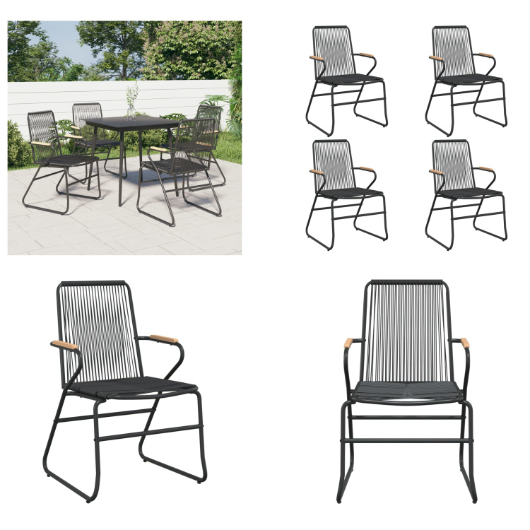 vidaXL Krzesła ogrodowe 4 szt. czarne 58x59x85,5 cm PVC Rattan - Krzesło ogrodowe - Krzesła ogrodowe - Krzesło do salonu - Krzesło na patio