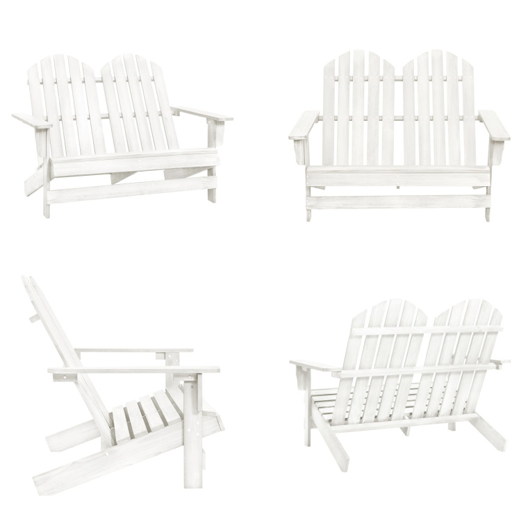 vidaXL 2-osobowa ławka ogrodowa Adirondack z litego drewna jodłowego w kolorze białym - krzesło ogrodowe - krzesła ogrodowe - fotel ogrodowy - krzesło zewnętrzne