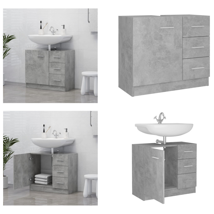 vidaXL Szafka podumywalkowa betonowa szara 63x30x54 cm materiał drewnopochodny - Szafka łazienkowa - Szafki łazienkowe - Szafka - Szafki
