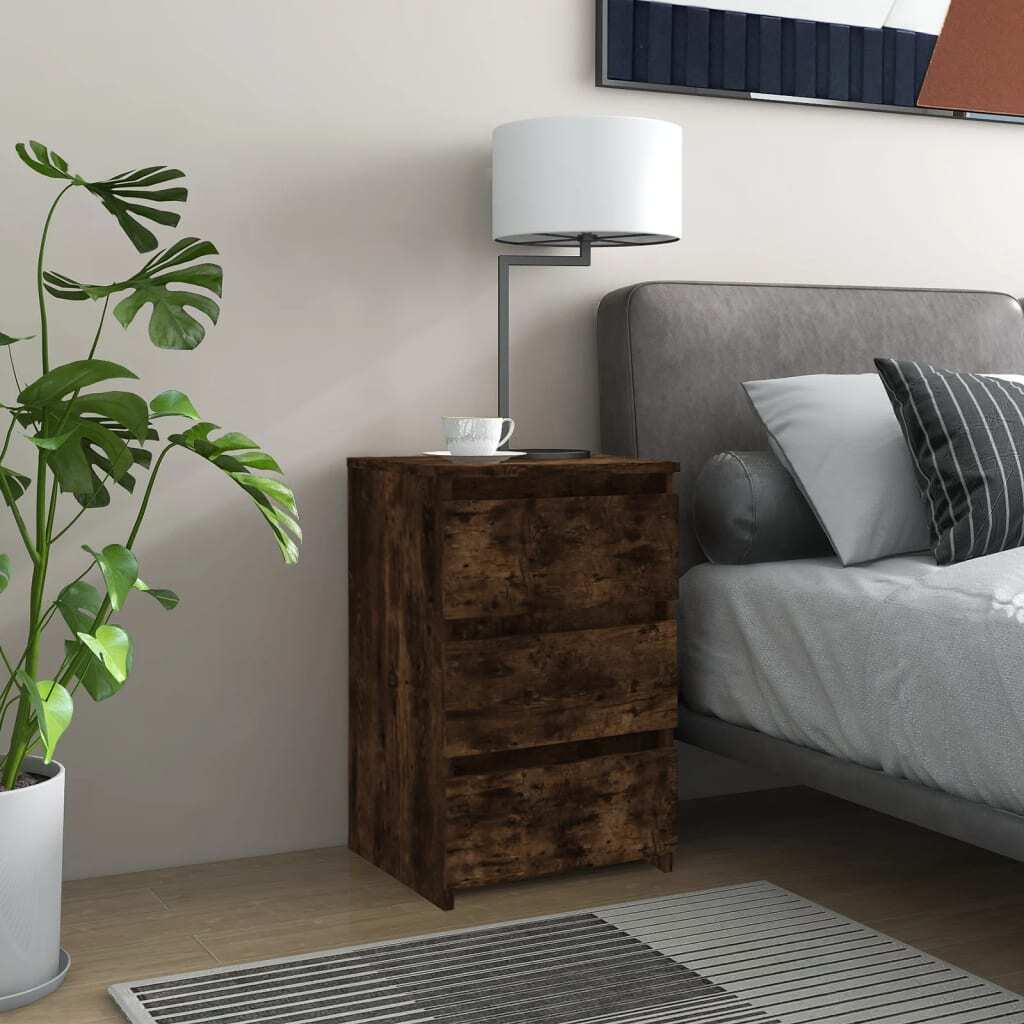 vidaXL Szafki nocne 2 szt. Materiał drewnopochodny dąb wędzony 40x35x62,5 cm - Stolik nocny - Szafki nocne - Szafa - Szafka nocna
