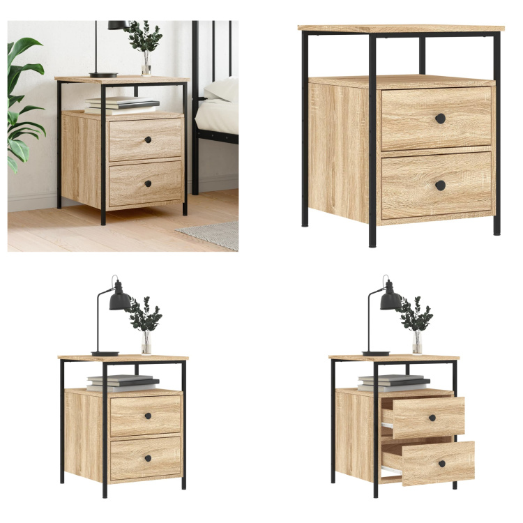 vidaXL Stolik nocny dąb sonoma 44x45x60 cm materiał drewnopochodny - Stolik nocny - Szafki nocne - Komoda nocna