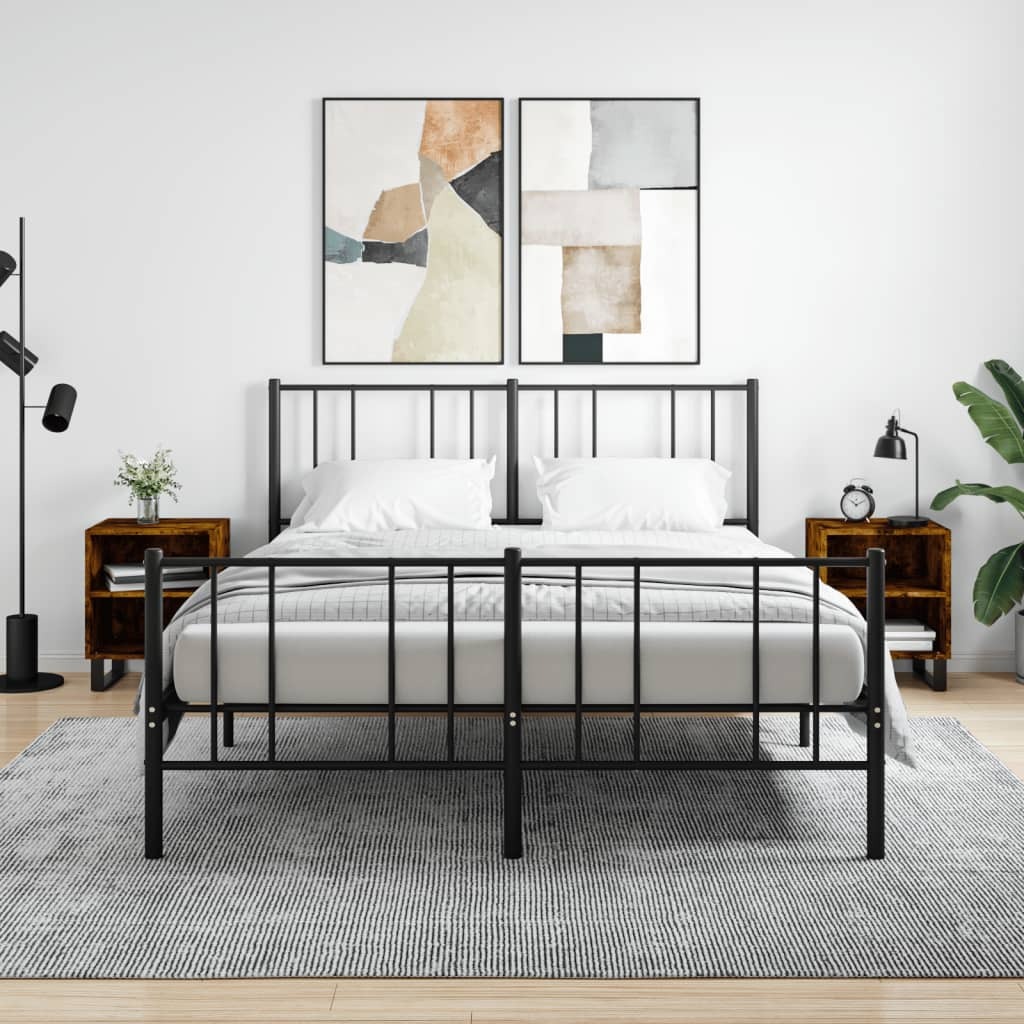 vidaXL Szafki nocne 2 szt. Dąb wędzony 40x30x50 cm Materiał drewnopochodny - Stolik nocny - Szafki nocne - Szafka nocna - Szafka nocna