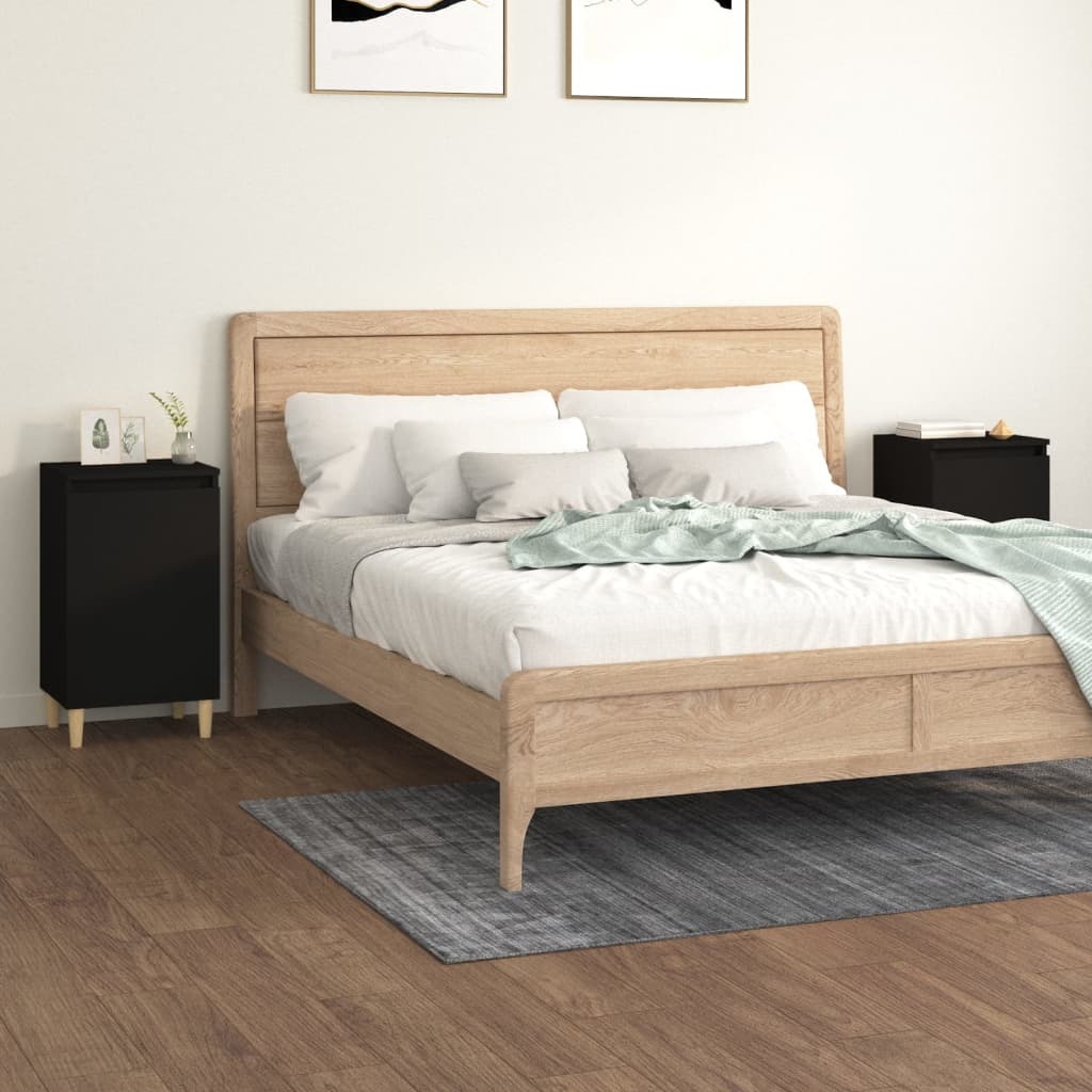vidaXL Szafki nocne 2 szt. czarne 40x35x70 cm materiał drewnopochodny - Szafka nocna - Szafki nocne - Szafa - Szafka nocna