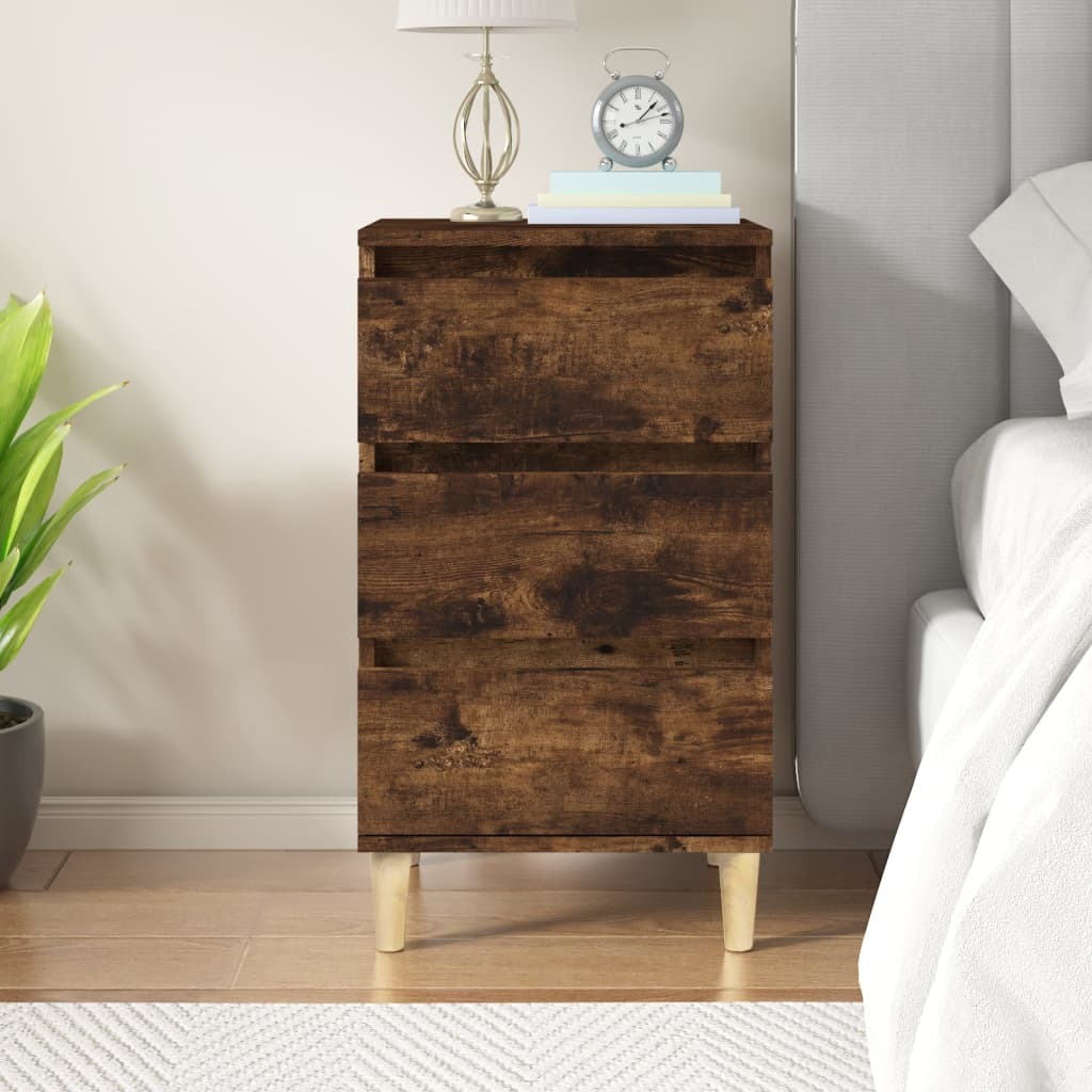 vidaXL Stolik nocny dąb wędzony 40x35x70 cm materiał drewnopochodny - Stolik nocny - Szafki nocne - Komoda nocna