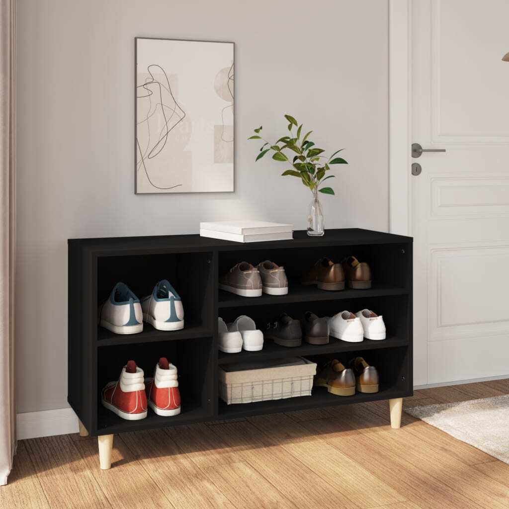 vidaXL Stojak na buty czarny 102x36x60 cm Materiał drewnopochodny - Szafka na buty - Szafki na buty - Stojak na buty - Przechowywanie butów