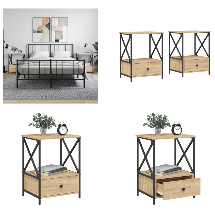 vidaXL Szafki nocne 2 szt. dąb sonoma 50x41x65 cm Materiał drewnopochodny - Szafka nocna - Szafki nocne - Szafa - Szafka nocna