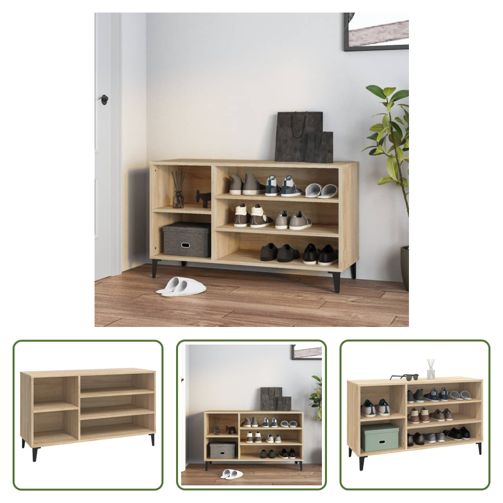 Stojak na buty The Living Store dąb sonoma 102x36x60 cm materiał drewnopochodny