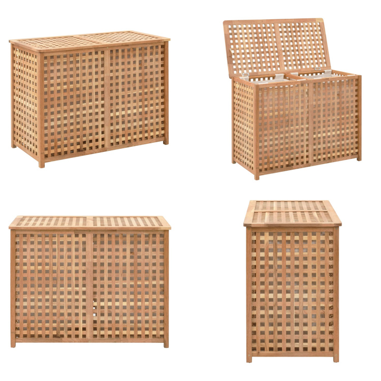 vidaXL Kosz na pranie 87,5x46x67 cm lite drewno orzech - Kosz na pranie - Kosze na pranie - Kosz na pranie wykonany z drewna - Kosz na pranie wykonany z drewna