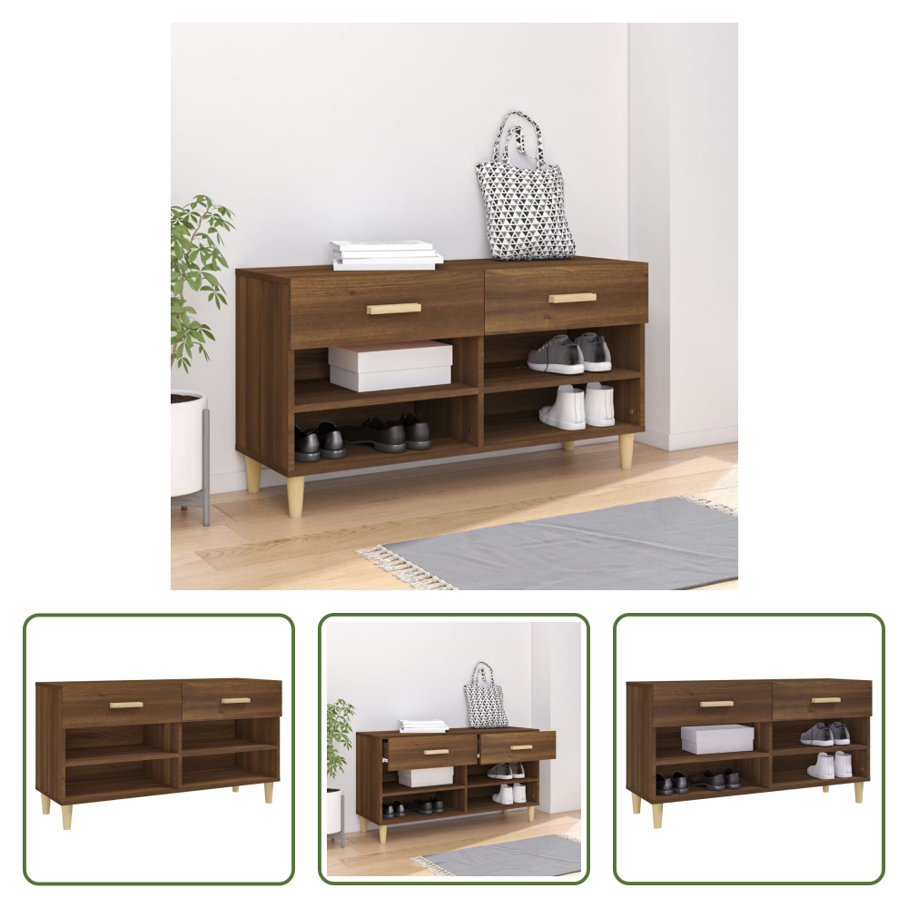 The Living Store Szafka na buty brązowy dąb 102x35x55 cm materiał drewnopochodny