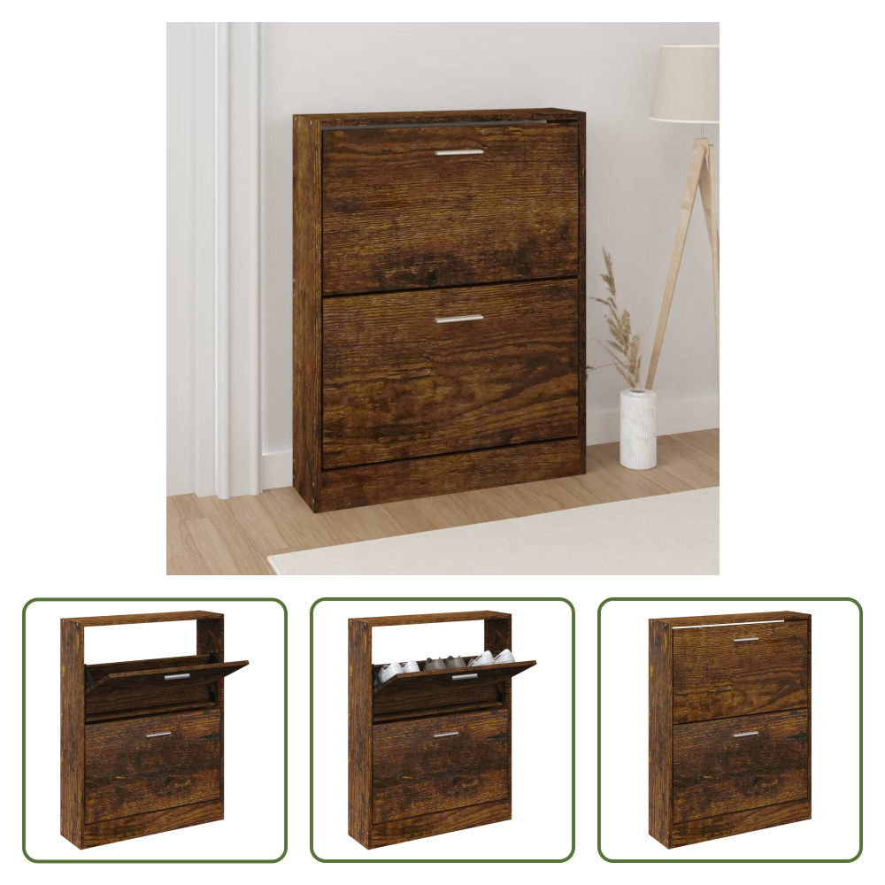 The Living Store Szafka na buty dąb wędzony 59x17x81 cm Materiał drewnopochodny