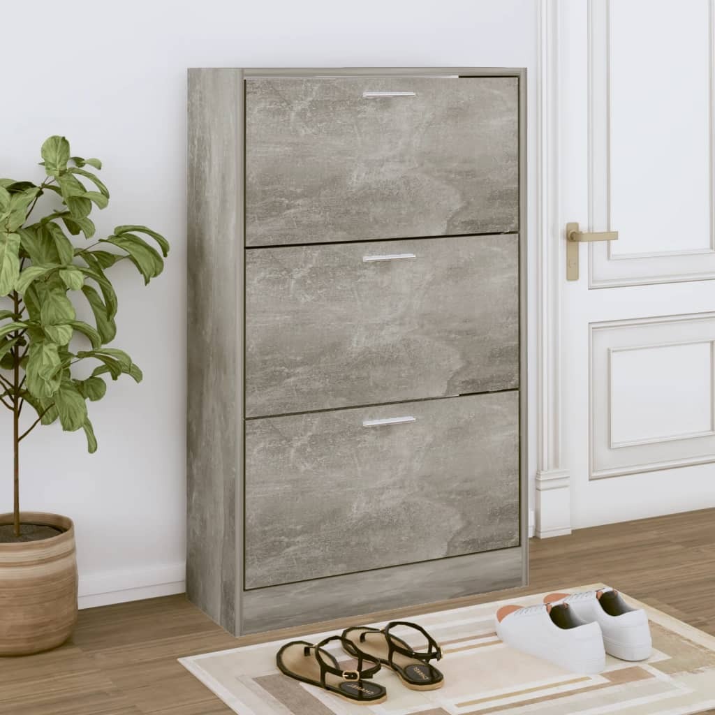The Living Store Szafka na buty betonowa szara 63x24x103 cm materiał drewnopochodny