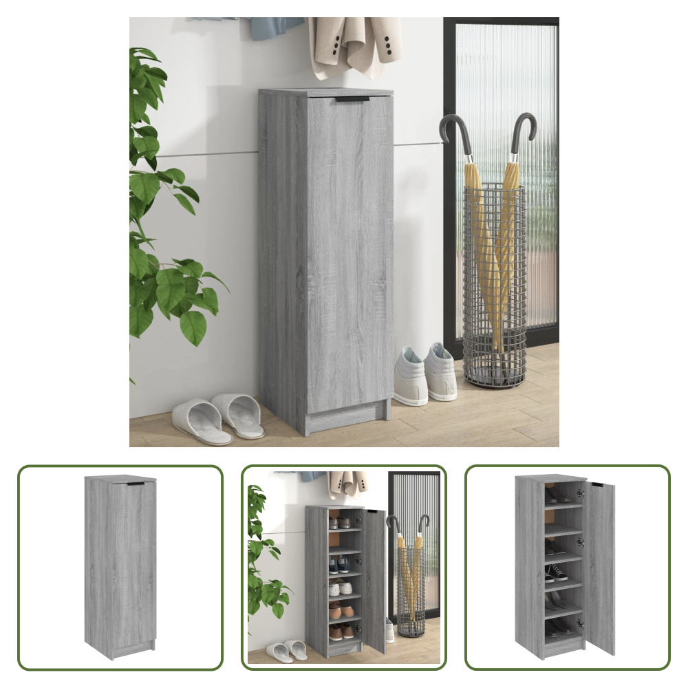 The Living Store Szafka na buty szara Sonoma 30x35x100 cm Materiał drewnopochodny