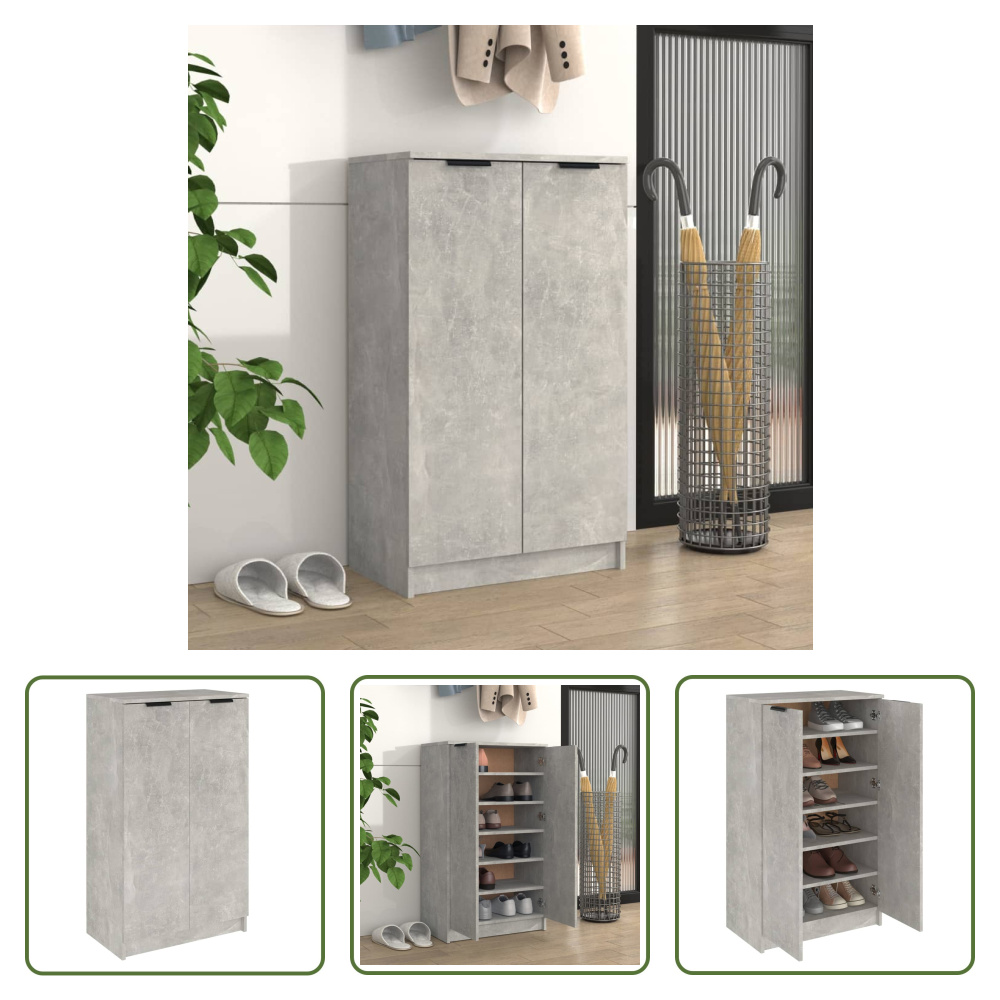 The Living Store Szafka na buty betonowa szara 59x35x100 cm materiał drewnopochodny