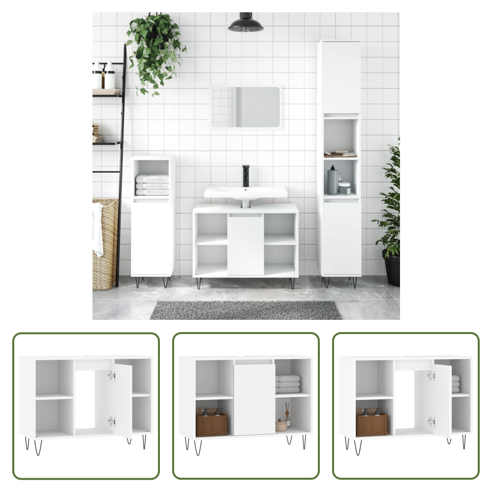 The Living Store Szafka łazienkowa biała 80x33x60 cm materiał drewnopochodny