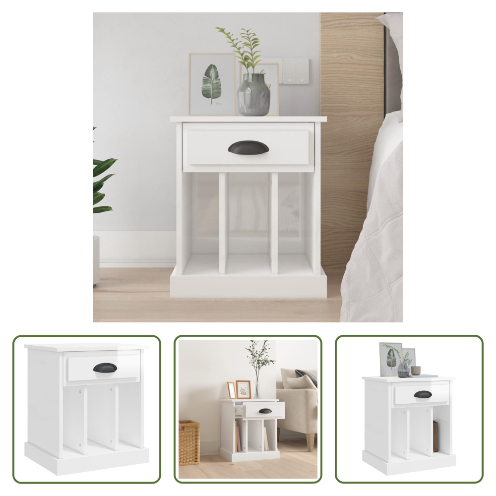 Szafka nocna Living Store biały wysoki połysk 43x36x50 cm