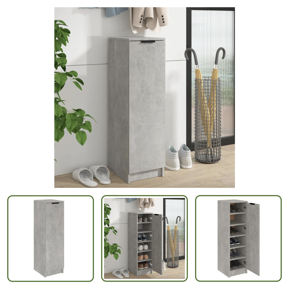 The Living Store Szafka na buty betonowa szara 30x35x100 cm materiał drewnopochodny