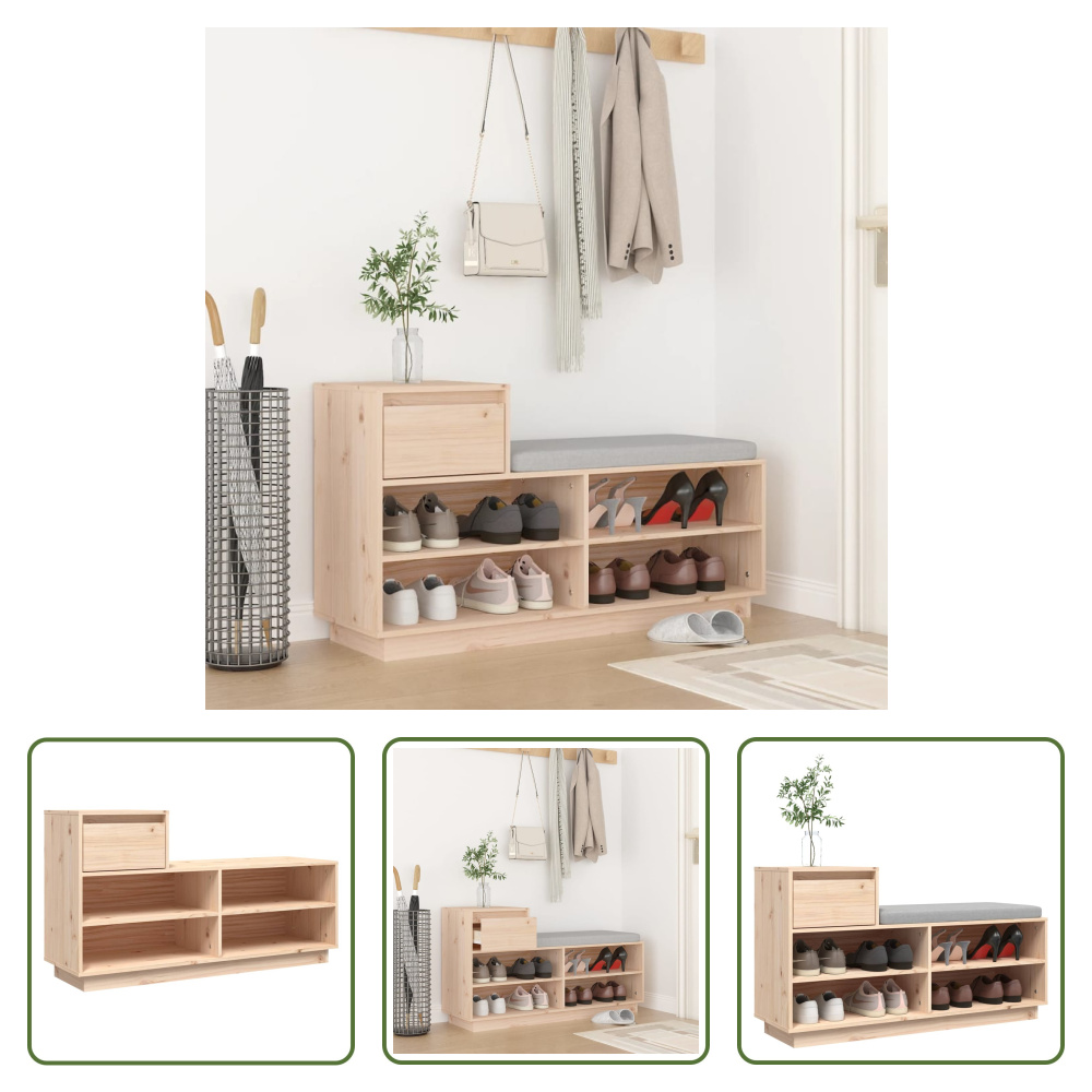 Stojak na buty The Living Store 110x34x61 cm lite drewno sosnowe