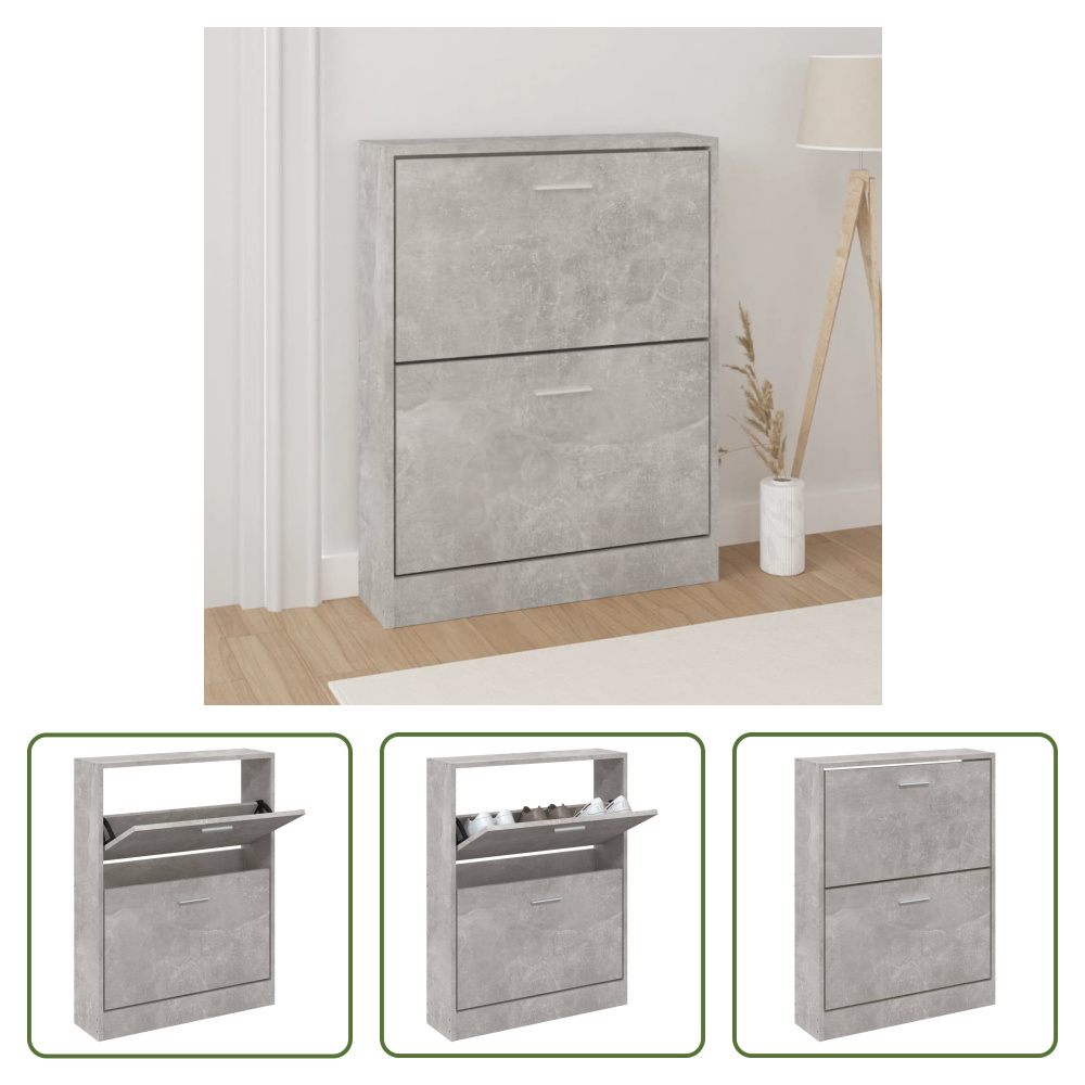 The Living Store szafka na buty betonowa szara 59x17x81 cm materiał drewnopochodny