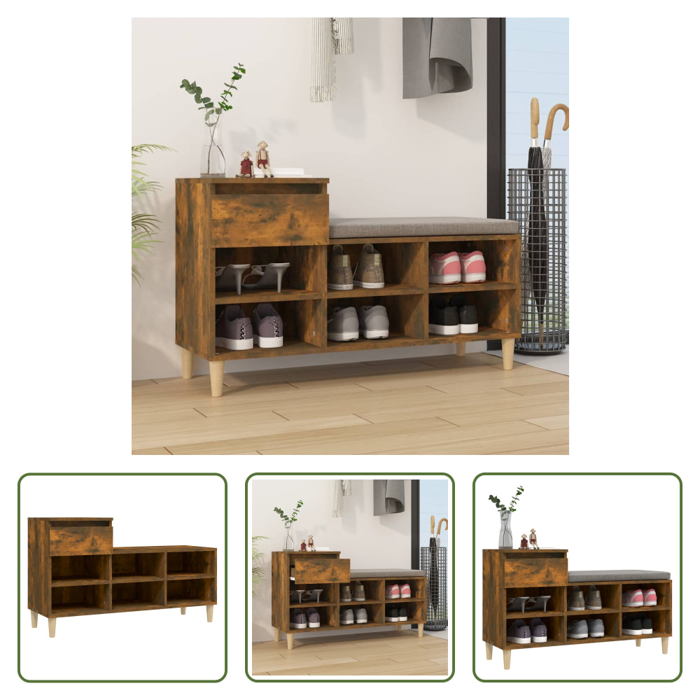 The Living Store Stojak na buty dąb wędzony 102x36x60 cm Materiał drewnopochodny