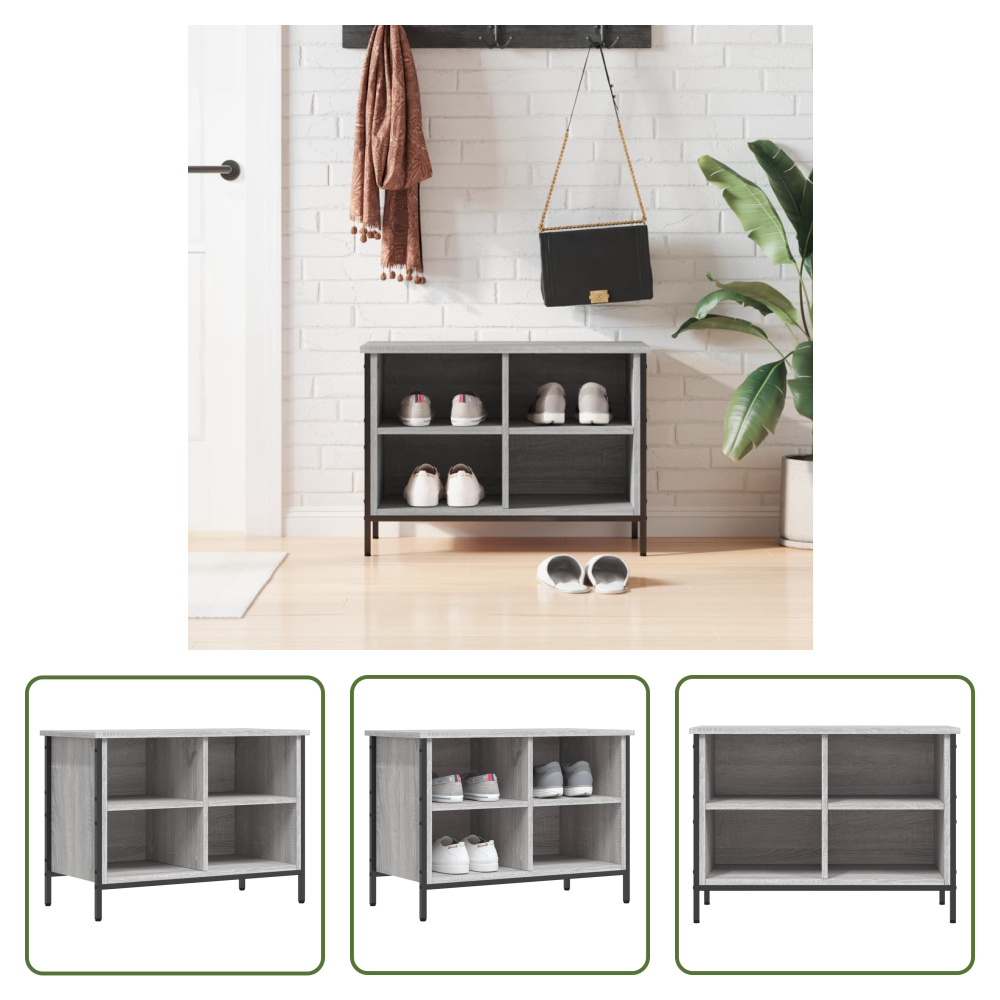 The Living Store Stojak na buty szary Sonoma 69x35x50 cm Materiał drewnopochodny