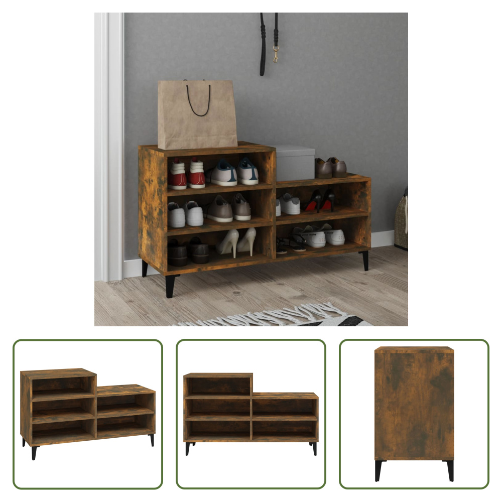 The Living Store Stojak na buty dąb wędzony 102x36x60 cm Materiał drewnopochodny