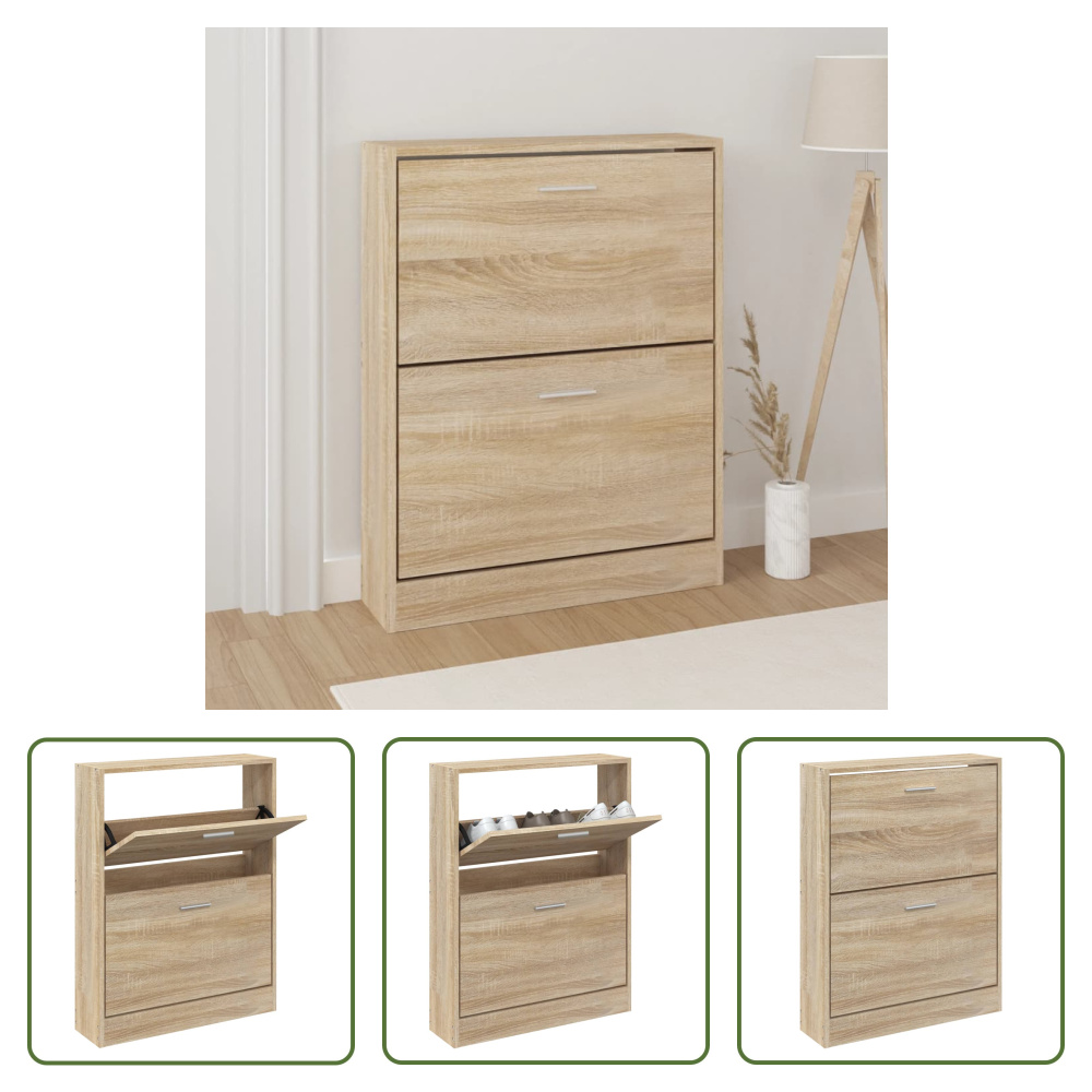 The Living Store Szafka na buty dębowa 59x17x81 cm materiał drewnopochodny