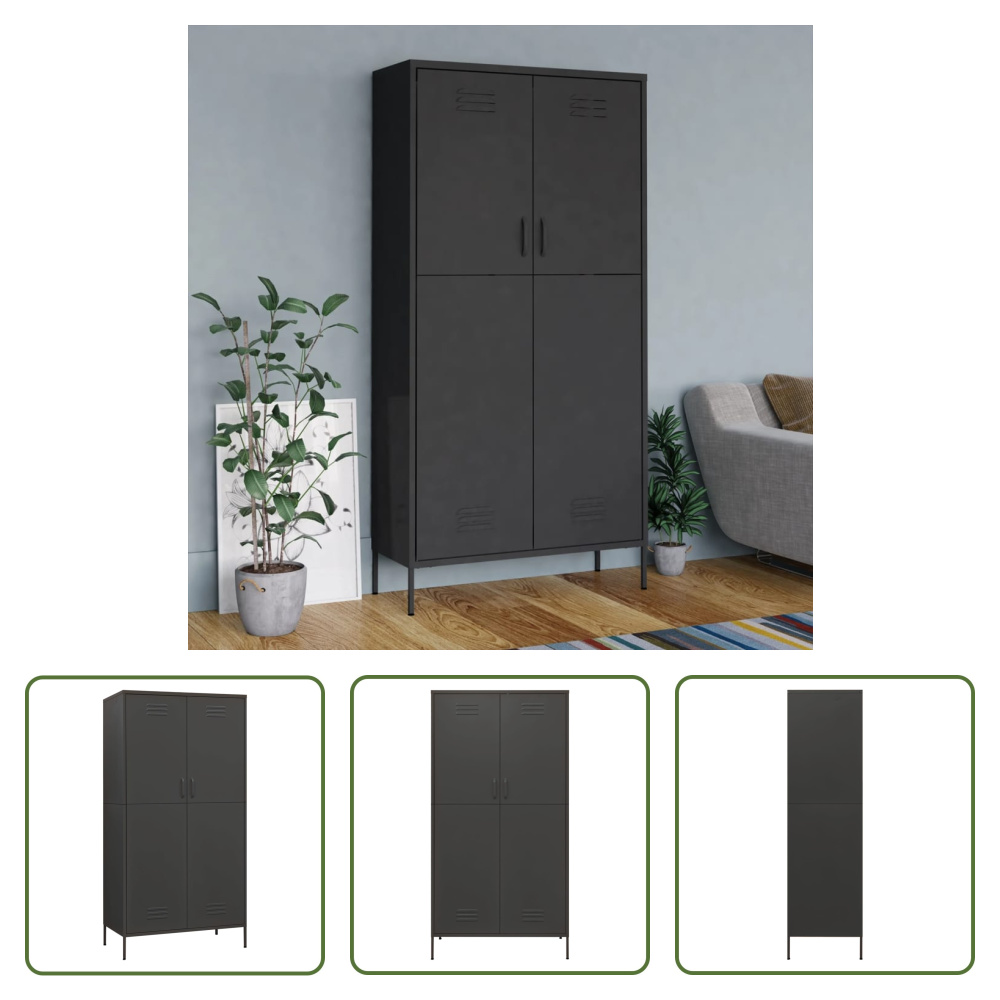 The Living Store Szafa stalowa antracyt 90x50x180 cm