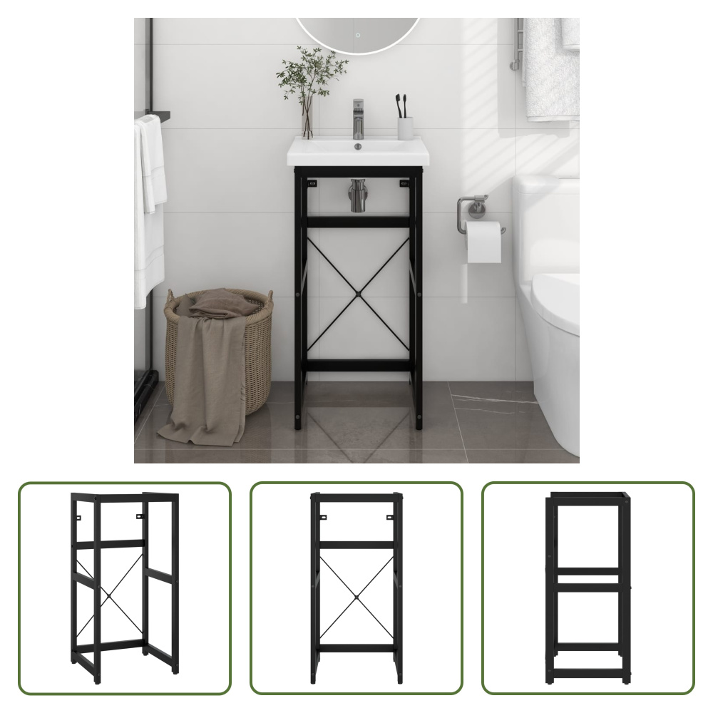 The Living Store Szafka łazienkowa czarna 40x38x83 cm żelazo