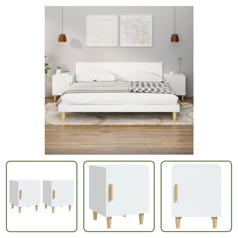 The Living Store Szafki nocne 2 szt. Biały materiał drewnopochodny