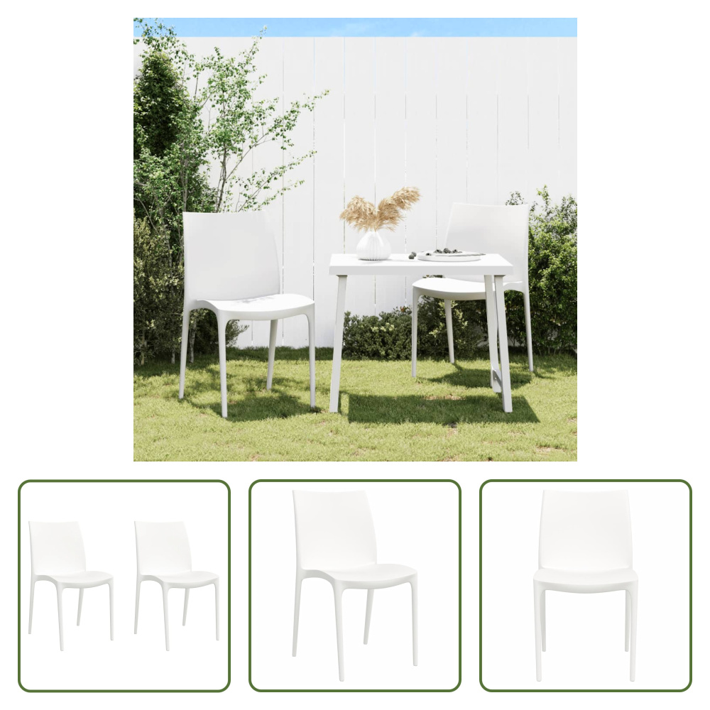 The Living Store Krzesła ogrodowe 2 szt. Biały 50x46x80 cm Polipropylen